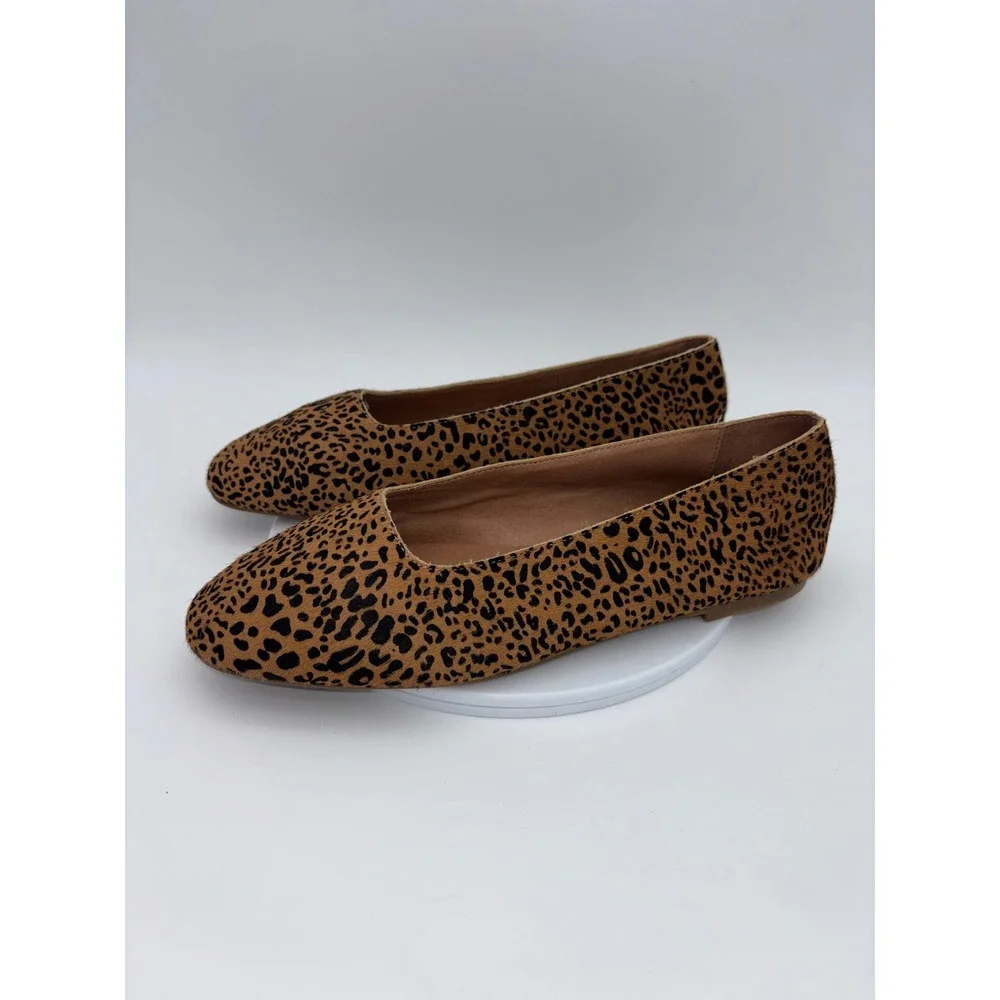 MADEWELL Leopard Ballet Flat Shoe Cory Calf Hair Square‎ Toe